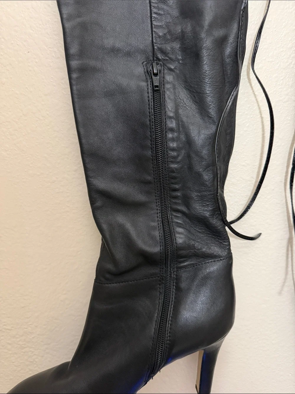 Sexy Kelsi Dagger Black Over-the-Knee Lace-Up Stiletto Boots Feminine Size 11